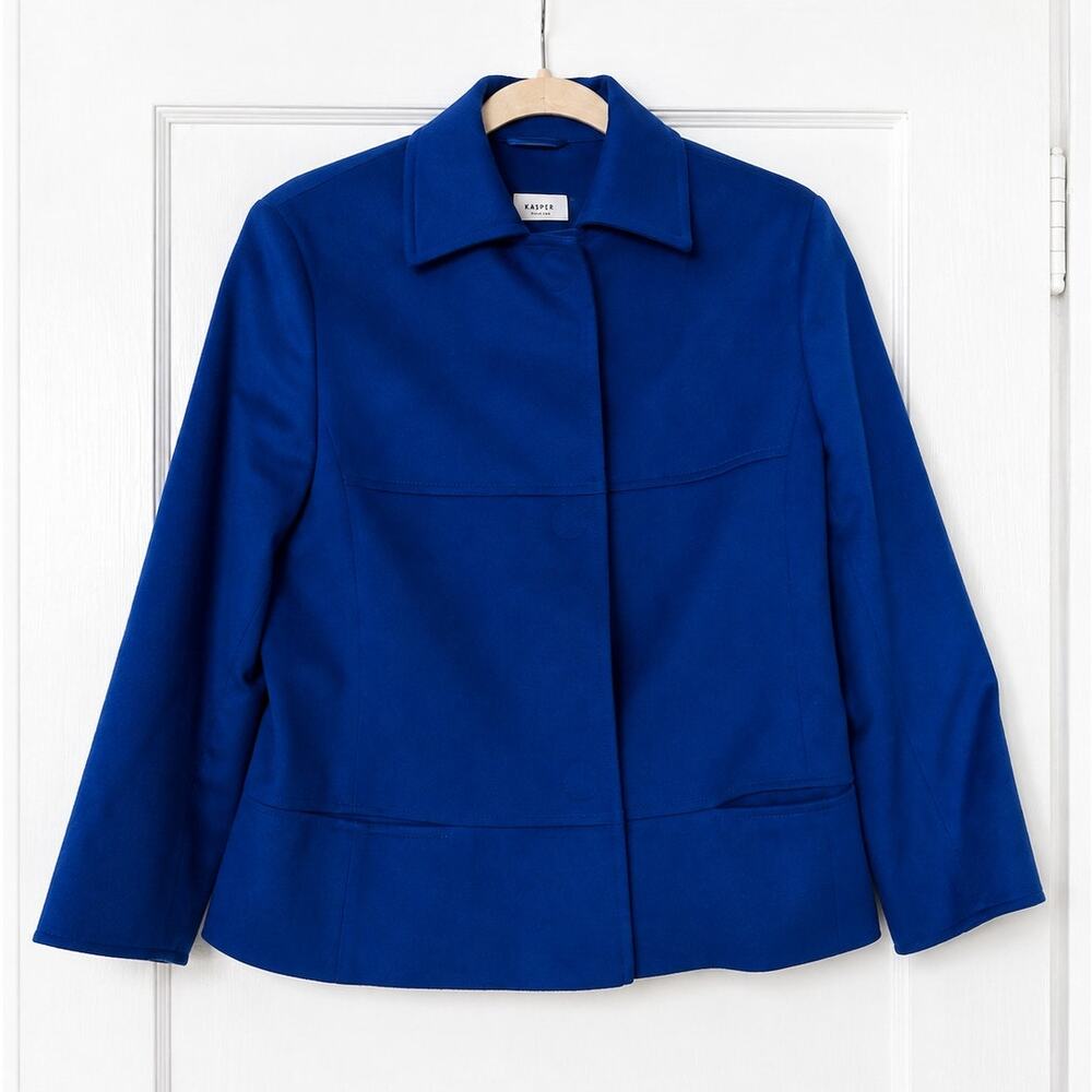 Akris Punto Women’s Cobalt Blue 100% Wool Jacket Blazer Luxury  US Size 8